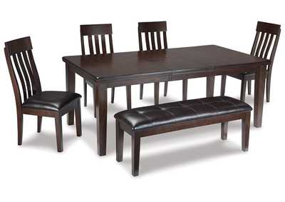 Haddigan Dining Table and 4 Chairs and Bench,Signature Design By Ashley