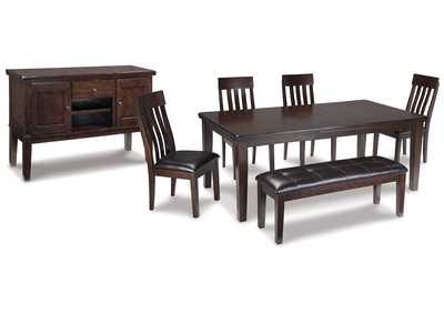 Haddigan Dining Table and 4 Chairs and Bench with Storage,Signature Design By Ashley