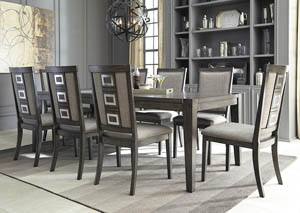 Image for Chadoni Gray Rectangular Dining Room Extension Table w/ 8 Upholstered Side Chairs