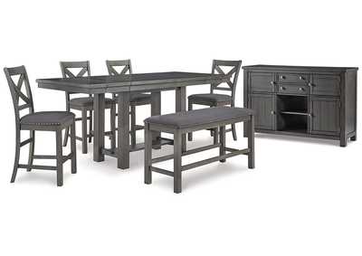 Myshanna Counter Height Dining Table and 4 Barstools and Bench with Storage,Signature Design By Ashley