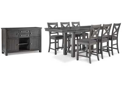 Image for Myshanna Counter Height Dining Table and 6 Barstools with Storage