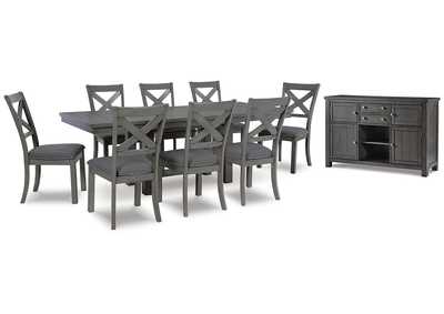 Myshanna Dining Table and 8 Chairs with Storage,Signature Design By Ashley
