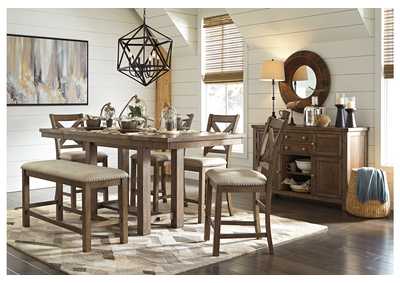Moriville Counter Height Dining Table with 4 Barstools, Bench, and Server,Signature Design By Ashley