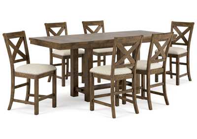 Moriville Counter Height Dining Table and 6 Barstools,Signature Design By Ashley