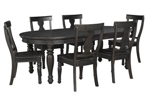 Image for Sharlowe Charcoal Oval Dining Room Extension Table w/4 Side Chairs