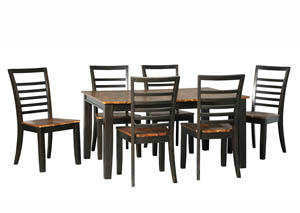 Image for Quinley Two-Tone Brown Rectangular Dining Room Butterfly Extension Table w/6 Side Chairs