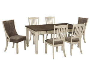 Image for Bolanburg Antique White Rectangular Dining Room Table w/6 Upholstered Side Chairs