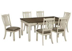 Image for Bolanburg Antique White Rectangular Dining Room Table w/6 Upholstered Side Chairs