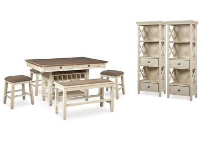 Image for Bolanburg Counter Height Dining Table, 4 Stools, Bench and 2 Display Cabinets