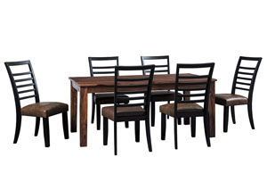 Image for Manishore Brown Rectangular Dining Room Table w/6 Upholstered Side Chairs