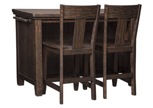 Image for Trudell Dark Brown Rectangular Counter Table w/Storage and 2 Barstool