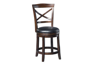 Image for Porter Rustic Brown Upholstered Swivel Barstool (Set of 2)