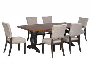 Image for Zurani Brown/Black Rectangular Dining Room Table w/6 Upholstered Side Chairs