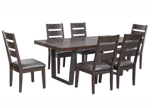 Image for Parlone Dark Brown Rectangular Dining Room Table w/6 Upholstered Side Chairs