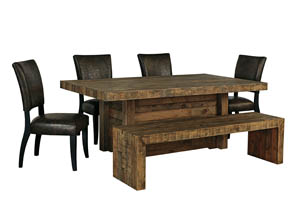 Image for Sommerford Brown Rectangular Dining Room Table w/Bench and 4 Side Chairs