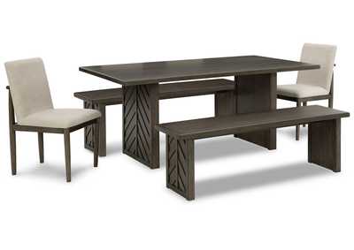 Arkenton Dining Table and 2 Chairs and 2 Benches