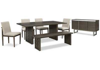 Image for Arkenton Dining Table and 4 Chairs and Bench with Storage