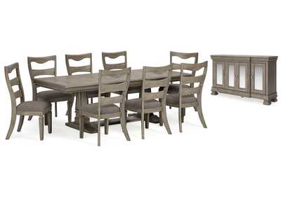 Lexorne Dining Table and 8 Chairs with Storage