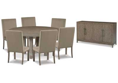 Chrestner Dining Table and 6 Chairs with Storage