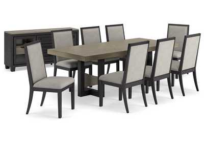 Foyland Dining Table and 8 Chairs with Storage