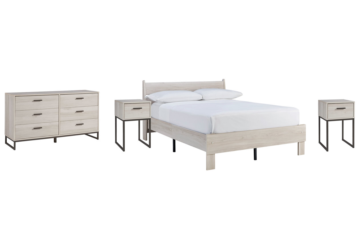 Socalle Full Platform Bed with Dresser and 2 Nightstands
