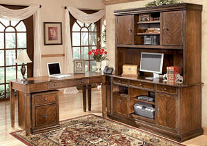 Image for Hamlyn Large L-Shaped Desk w/ Large Hutch & Credenza & File Cabinet