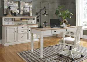 Image for Sarvanny Two-tone Home Office Large Leg Desk w/ Chair