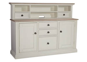 Image for Sarvanny Two-tone Large Credenza Home Office Short Desk Hutch