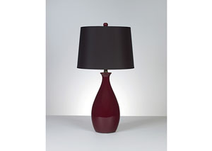 Image for Jemma Deep Red Ceramic Table Lamp (Set of 2)