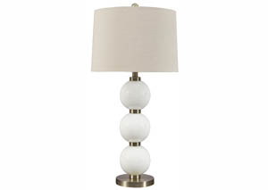 Image for Shodan White/Brass Finish Glass Table Lamp