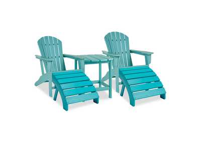 Sundown Treasure 2 Outdoor Adirondack Chairs and Ottomans with Side Table,Outdoor By Ashley