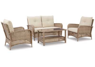 Braylee Outdoor Loveseat and 2 Chairs with Coffee Table,Outdoor By Ashley