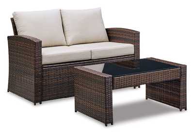 Image for East Brook Outdoor Loveseat with Table (Set of 2)