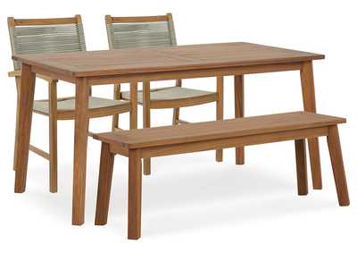 Janiyah Outdoor Dining Table and 2 Chairs and Bench