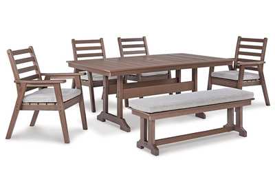 Emmeline Outdoor Dining Table and 4 Chairs and Bench,Outdoor By Ashley