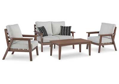 Emmeline Outdoor Loveseat and 2 Chairs with Coffee Table,Outdoor By Ashley