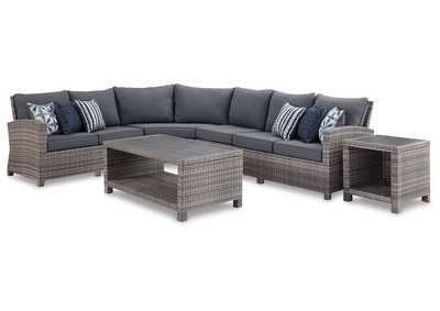 Image for Salem Beach 3-Piece Outdoor Sectional with Chair, Coffee Table and End Table