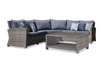 Salem Beach 3-Piece Outdoor Sectional with Coffee Table,Outdoor By Ashley
