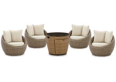 Image for Malayah Outdoor Fire Pit Table and 4 Chairs