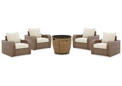 Image for Malayah Outdoor Fire Pit Table and 4 Chairs