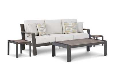 Tropicava Outdoor Sofa with Coffee Table and 2 End Tables,Outdoor By Ashley