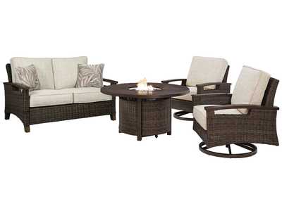 Image for Paradise Trail Outdoor Loveseat and 2 Lounge Chairs with Fire Pit Table