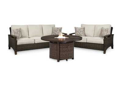 Image for Paradise Trail Outdoor Sofa and Loveseat with Fire Pit Table
