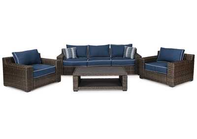 Grasson Lane Outdoor Sofa and 2 Chairs with Coffee Table,Outdoor By Ashley