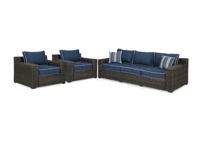 Image for Grasson Lane Outdoor Sofa with 2 Lounge Chairs