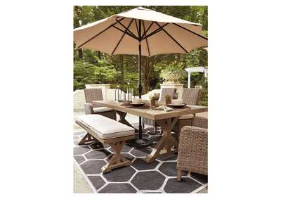 Beachcroft Dining Table with Umbrella Option,Outdoor By Ashley