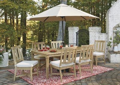 Clare View Dining Table with Umbrella Option,Outdoor By Ashley
