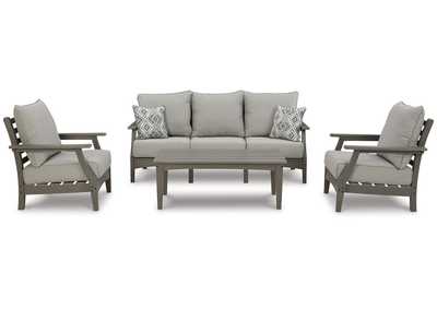 Visola Outdoor Sofa and 2 Chairs with Coffee Table,Outdoor By Ashley