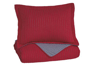 Image for Dansby Red/Gray Twin Coverlet Set