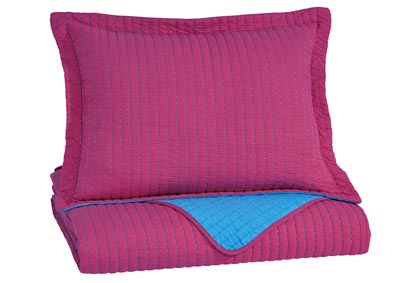 Image for Dansby Magenta/Aqua Twin Coverlet Set